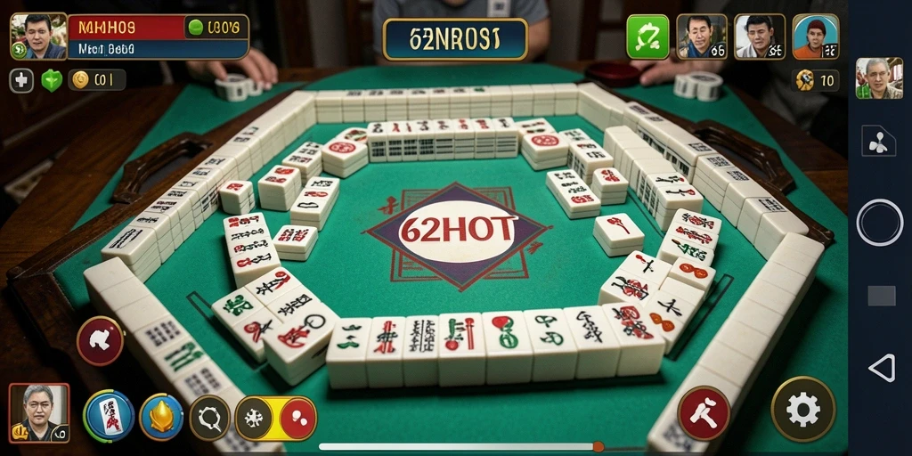 Tampilan gameplay 62HOT dengan pengaturan Mahjong yang menarik.