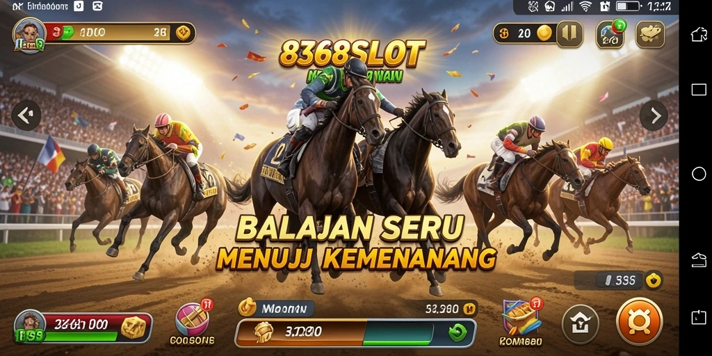 Screenshot gameplay 8368SLOT menampilkan aksi balap yang mendebarkan.