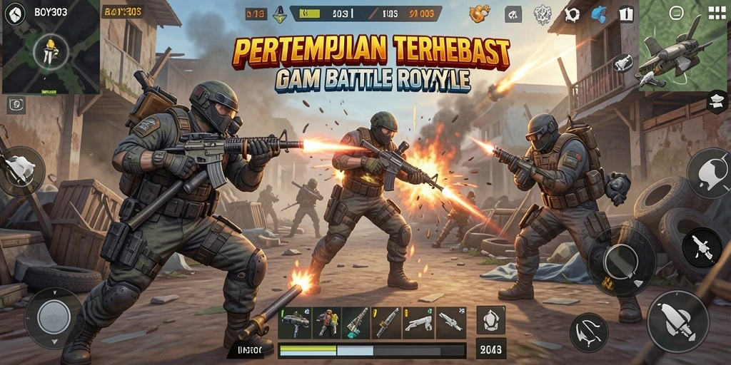 Screenshot menampilkan aksi mendebarkan dalam permainan Battle Royale.