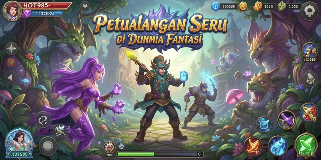 Screenshot menunjukkan karakter beraksi dalam petualangan epik.