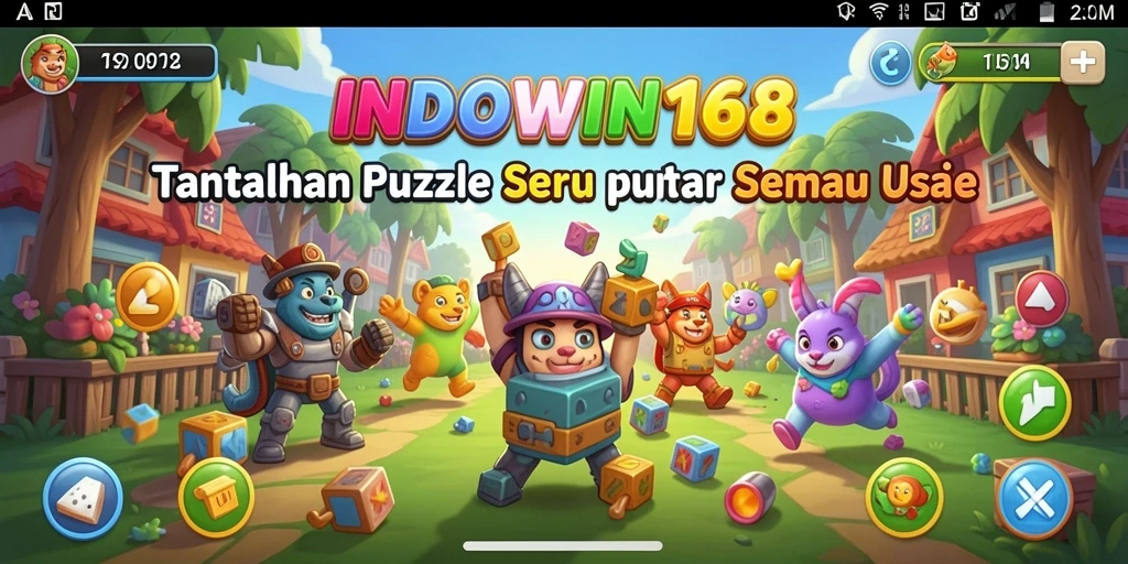Screenshot gameplay INDOWIN168 menampilkan teka-teki menantang yang sedang dimainkan.