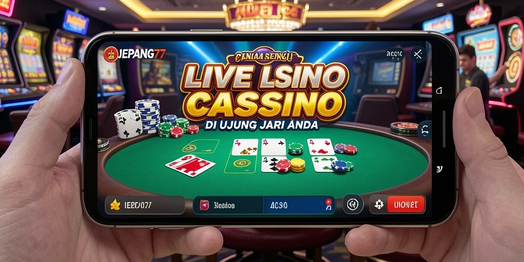 Screenshot utama JEPANG77 menampilkan dealer langsung dalam aksi permainan Live Casino.