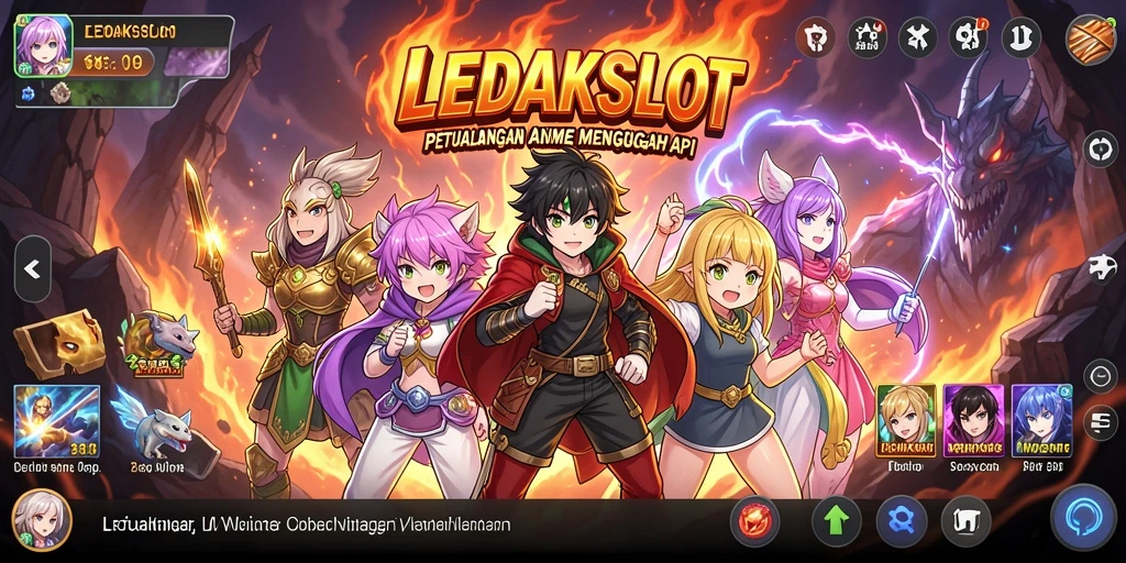 Tampilan gameplay LEDAKSLOT yang penuh aksi dan karakter Anime.