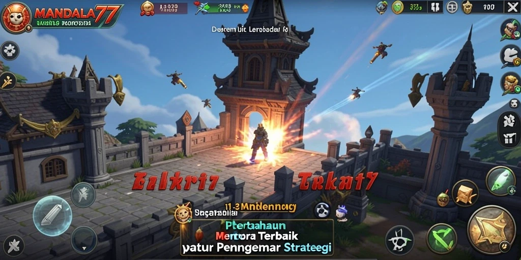 Tampilan gameplay menarik dari MANDALA77 dalam genre Tower Defense.