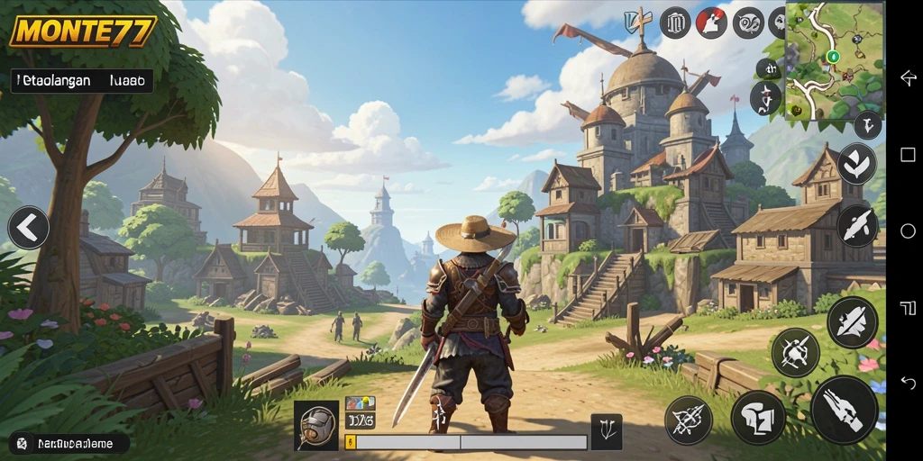 Tampilan gameplay MONTE77 dengan petualangan Open World yang mendebarkan.