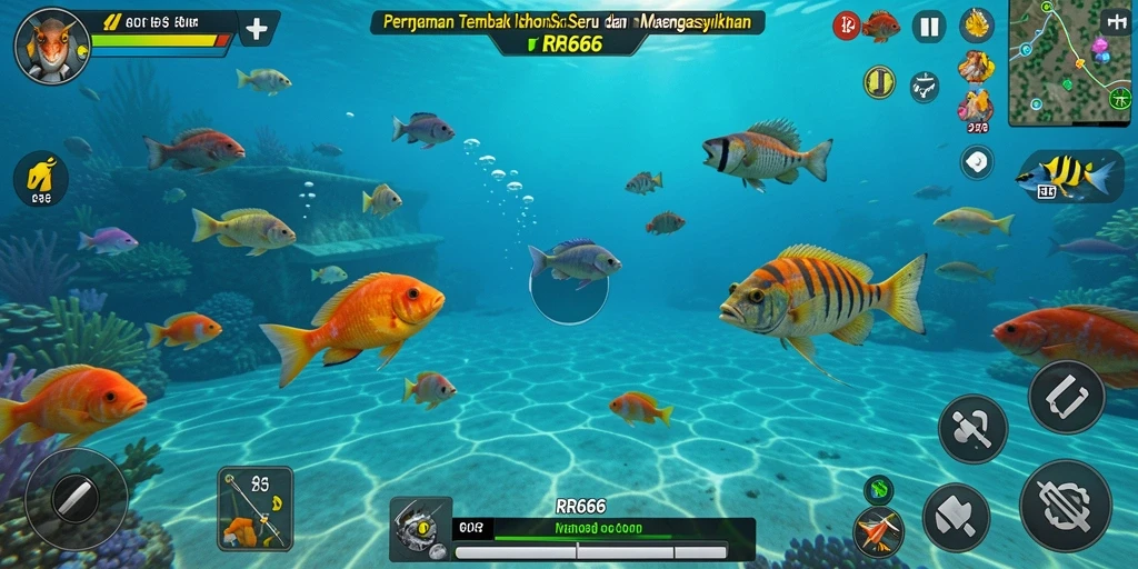 Tampilan gameplay RR666 yang mendebarkan saat berburu ikan.