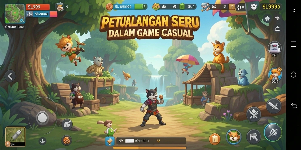 Tangkapan layar gameplay SL999 yang penuh warna dan menarik.